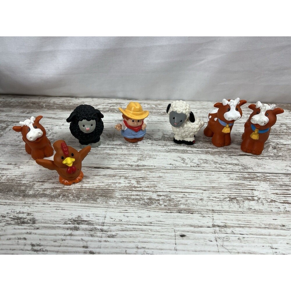 Fisher Price Little People Farm Animals Cow Sheep Chicken Farmer Lot of 7